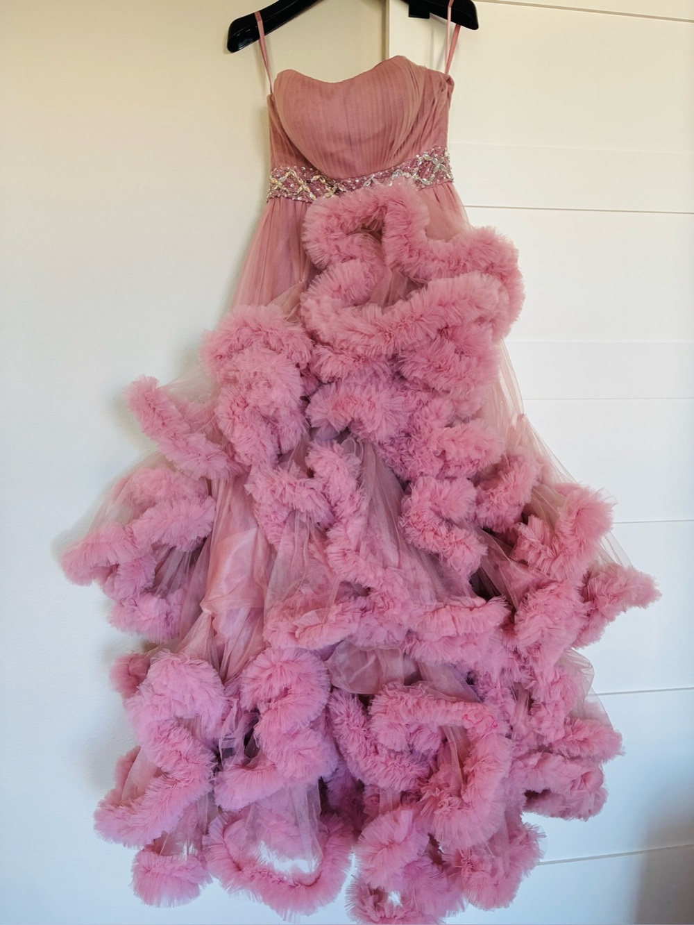 Statement Pink Ruffle Gown | One Size